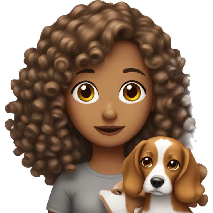 Curly girl with beagle emoji