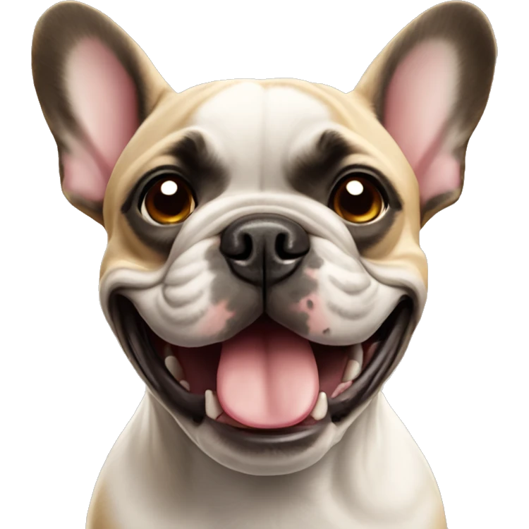 A french bulldog looking happy emoji