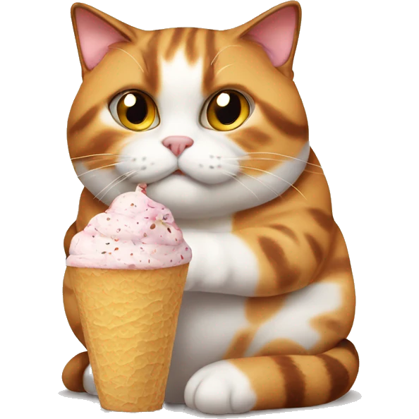 Realistic Fat calico cat with icecream emoji
