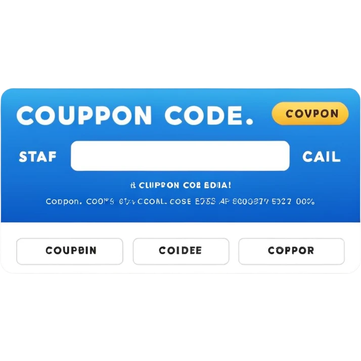 A clean, horizontal website header banner with a dominant red background color. On the left side, the text "COUPON CODE" is written in a bold, white modern sans-serif font. Immediately to the right of the white text, there is a clear, empty rectangular field or a blank white placeholder emoji