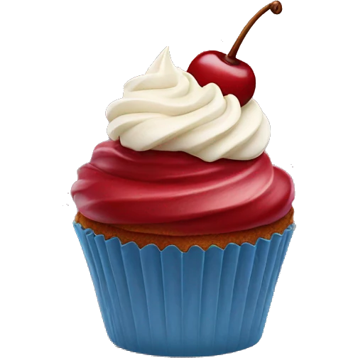 Dark red cherry cupcake with frosting on top  emoji