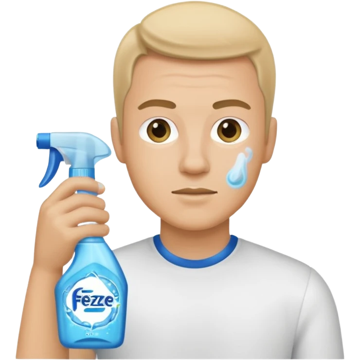 ligth man spraying with spray febreze emoji
