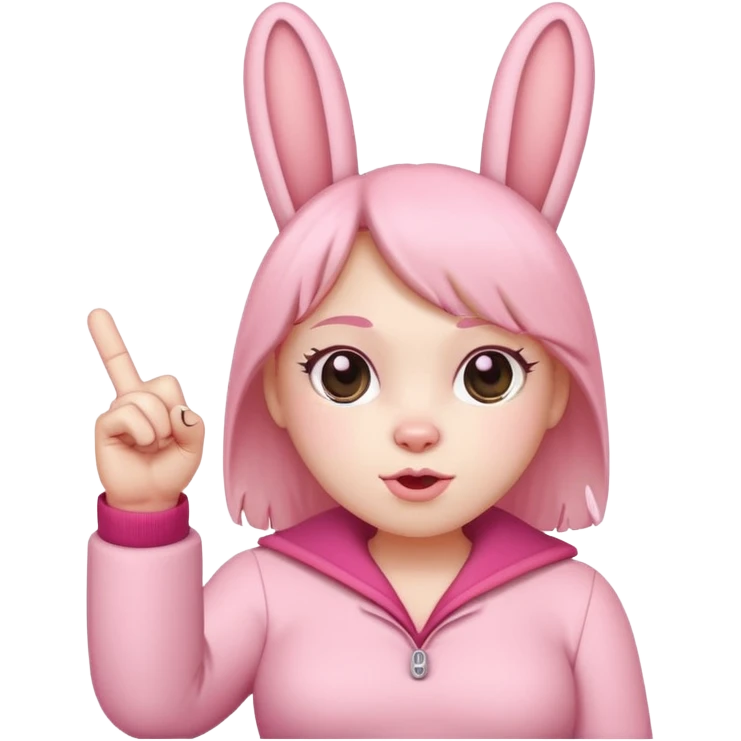 pink labubu, giving the middle finger in both hands emoji
