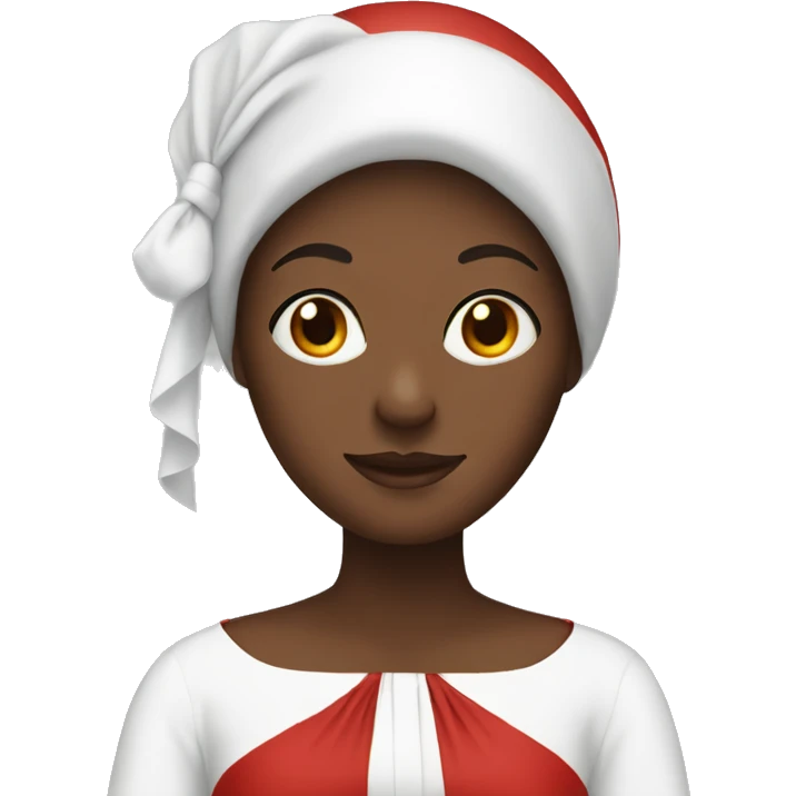Woman with white bonnet and red dress emoji