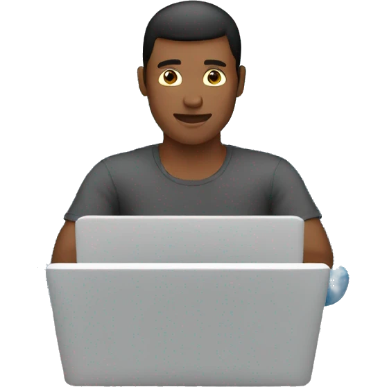 Men using laptop front emoji
