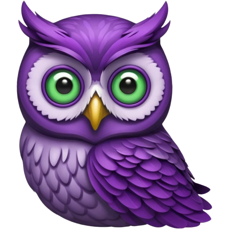 Purple owl with green eyes emoji