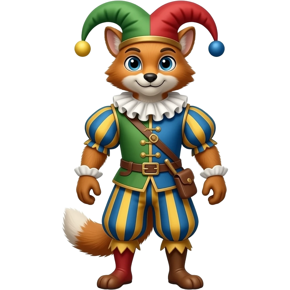 A faun dressed in medieval juggler outfit. Full body emoji