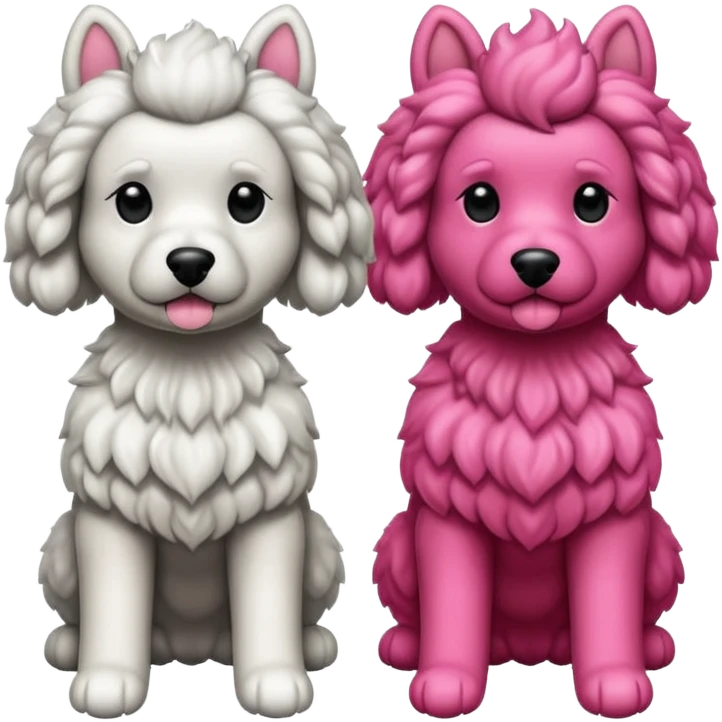 Dos caniches,uno blanco y el otro negro,QUE SEA RAZA CANICHE  emoji