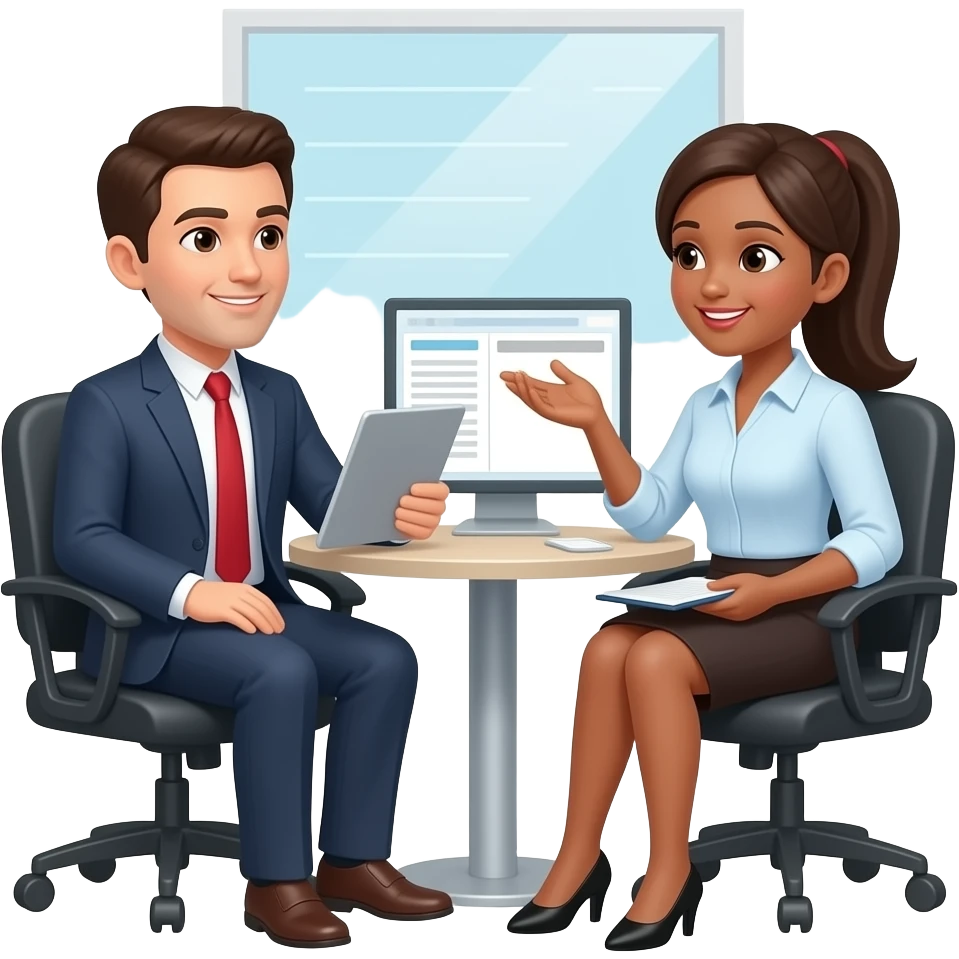 two office workers talking emoji