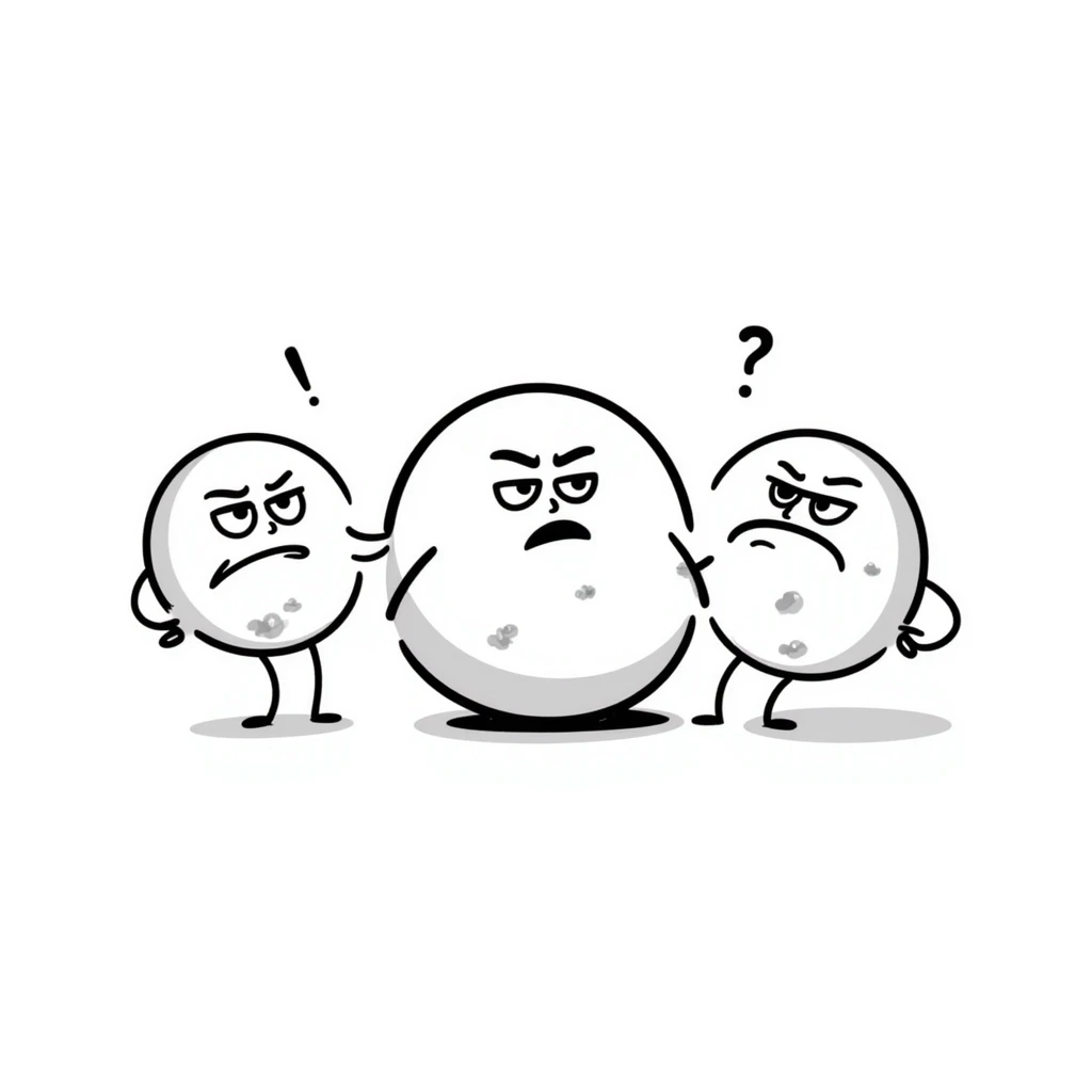 stubborn fat cells, doodle style, simple lines, angry faces, fun atmosphere emoji