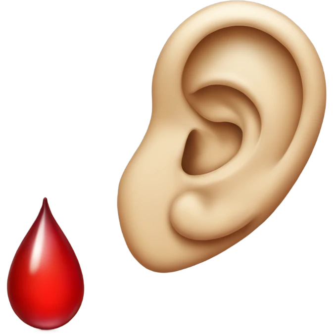 Ear and red tear drop emoji