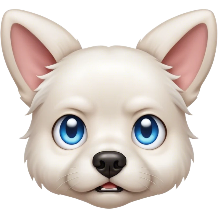 Angry Blue eyed small white dog floppy ears  emoji