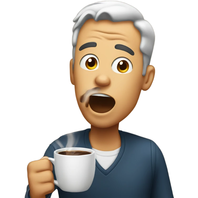 man spitting out coffee in surprise emoji