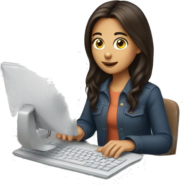 brunette girl typing emoji