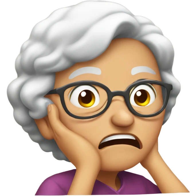 angry grandma cover her ear with her hand emoji