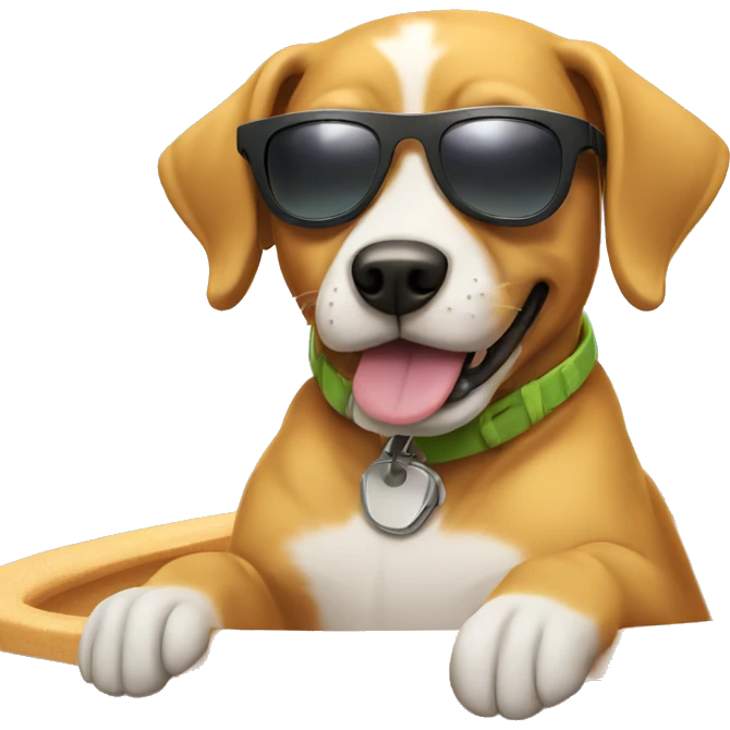 Dog wearing sunglasses bathing in the sun emoji