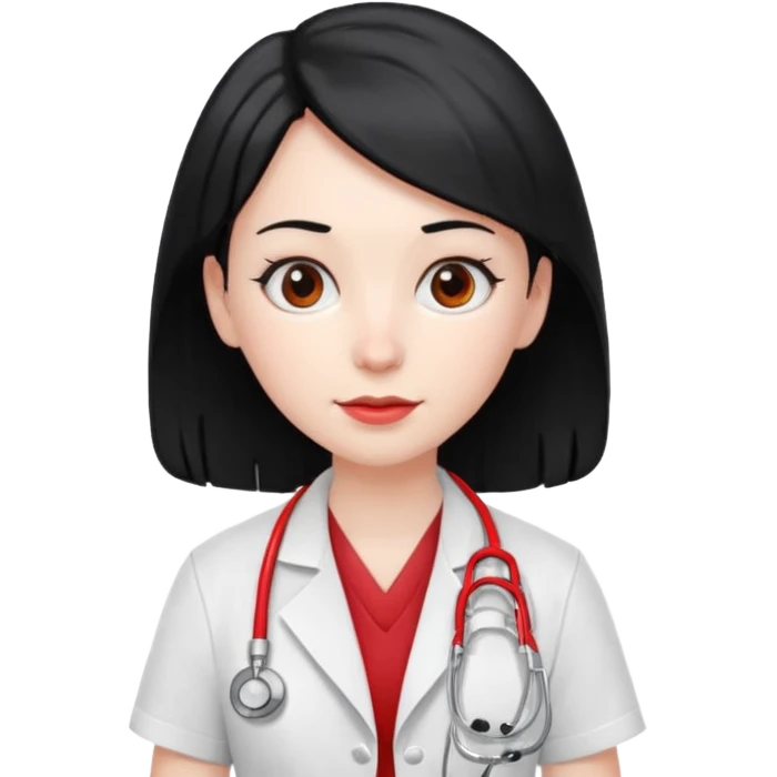 doctor with black hair and red hairclips  emoji