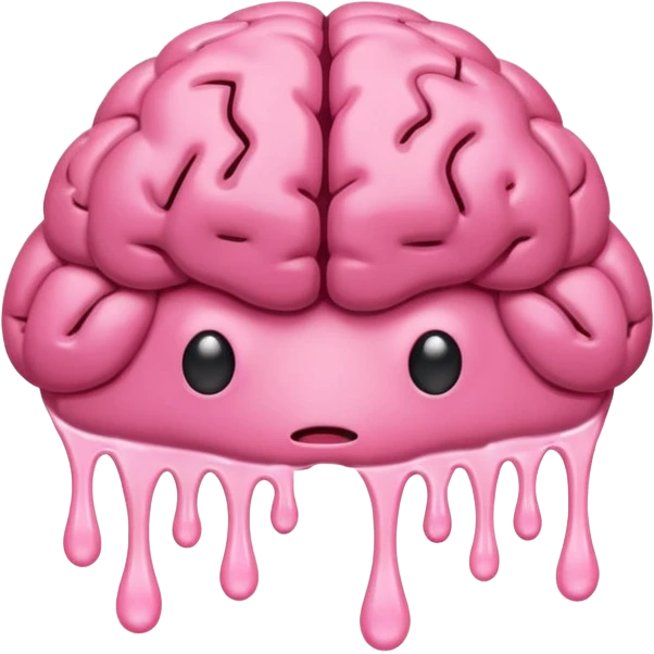 pink brain (without a face) melting into a puddle emoji