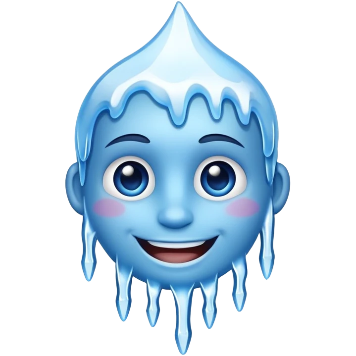Blue smiling freezing face with icicles emoji