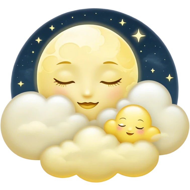 Yellow Moonlight and mini cloud left and right side with beautiful finish  emoji
