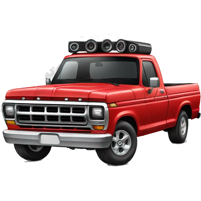 red pickup ford with speakers emoji