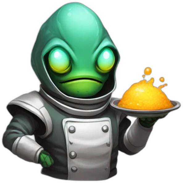 alien chef scifi roguelike rpg style inspired by slay the spire digital art emoji