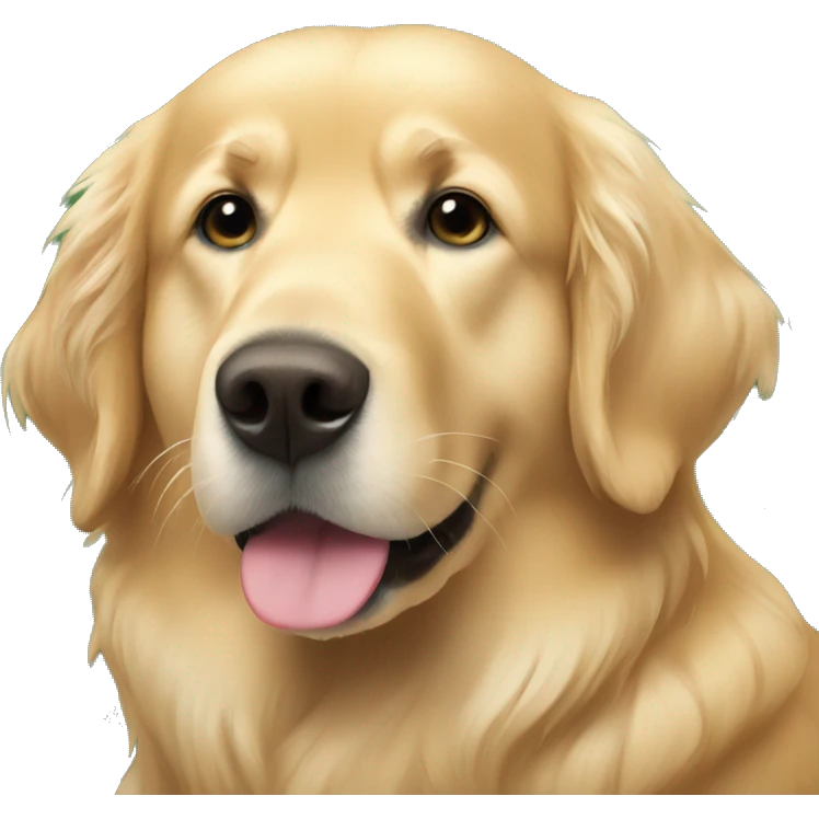 elderly golden retriever next to a christmas tree emoji