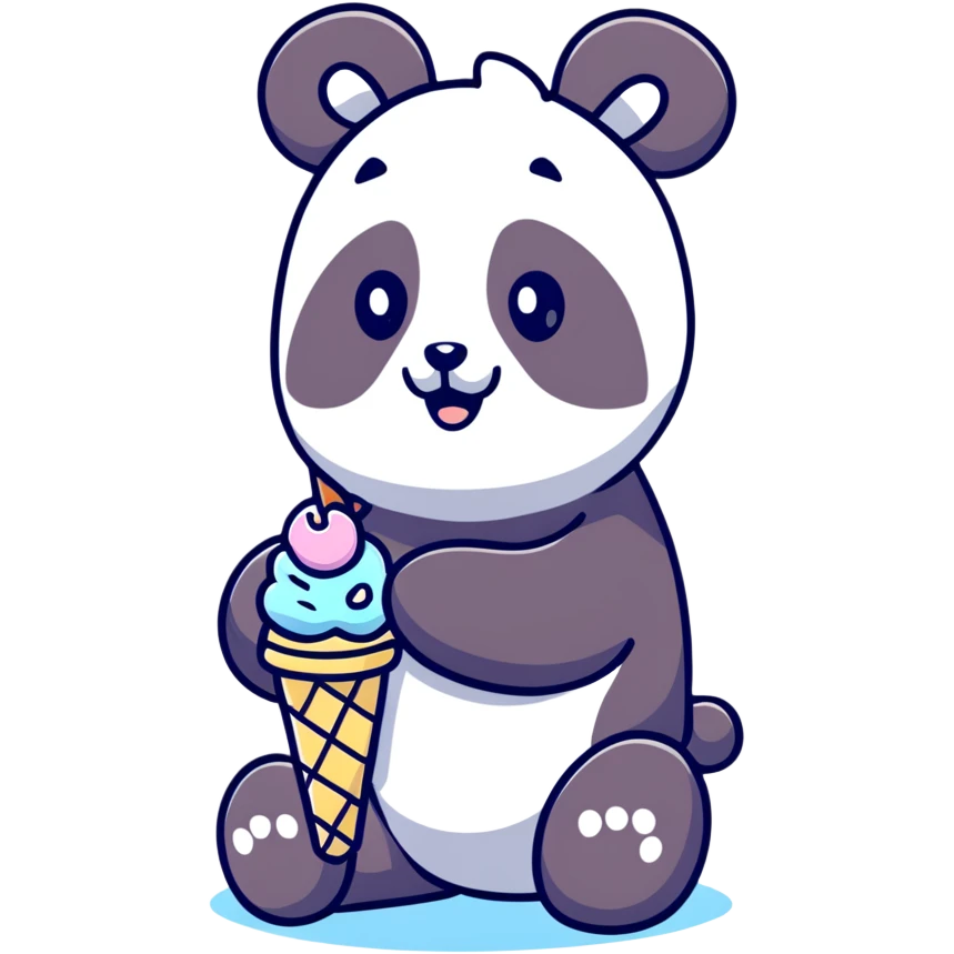 Panda eating ice cream emoji