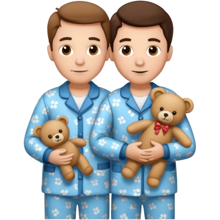 ma and pa kettle wearing pajamas and holding teddy bears emoji
