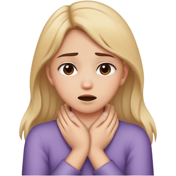 a girl with her hands crossed over her neck, choking herself  emoji