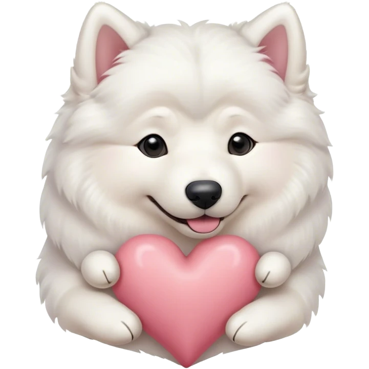 samoyed hug with pastel hearts emoji
