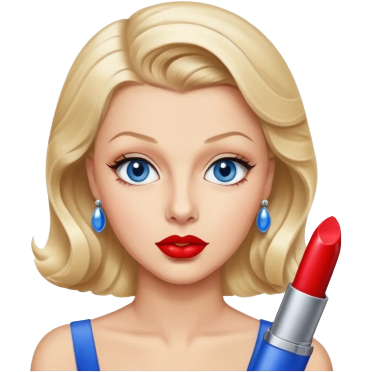 Lana Turner with blue eyes, red lip emoji