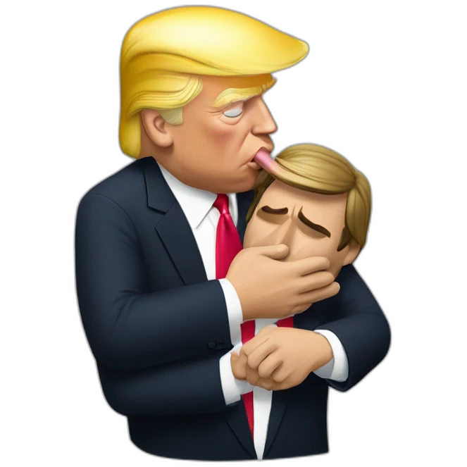 Bolsonaro kissing Donald Trump with hand on his chin emoji