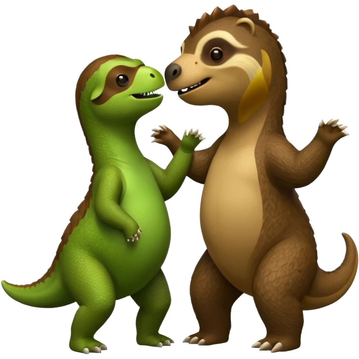 Dinosaur dancing with a sloth emoji