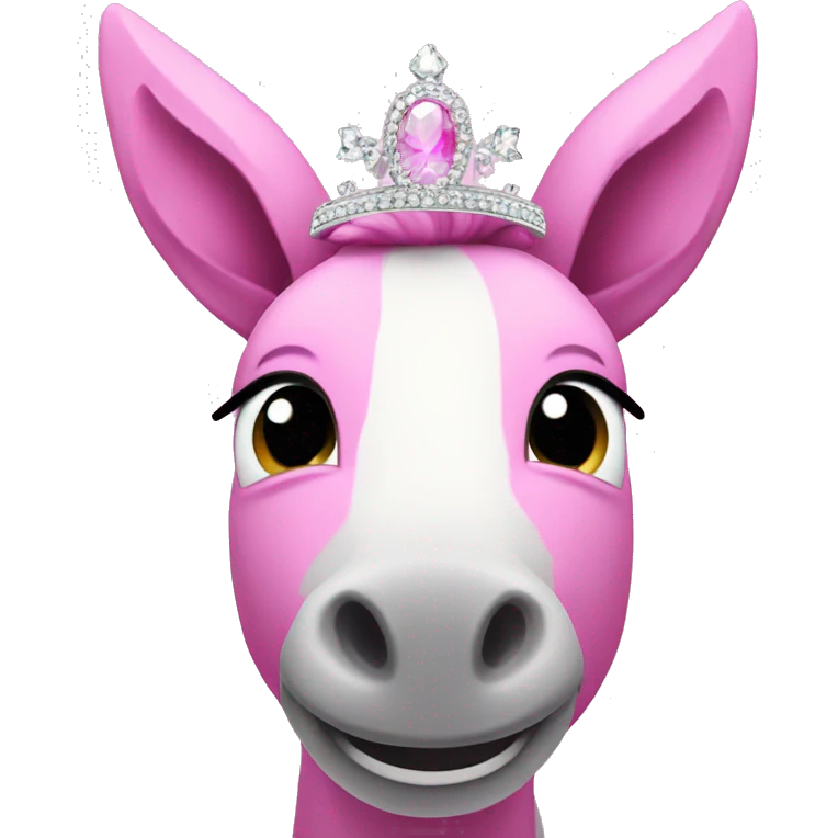 Pink donkey with sparkles wearing a tiara emoji