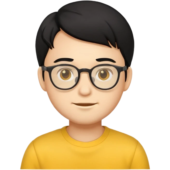 Emoji boy with black hair and glasses emoji