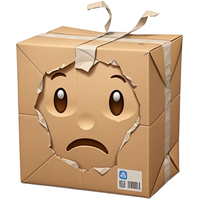 Generate a realistic emoji-style of a package being damaged emoji
