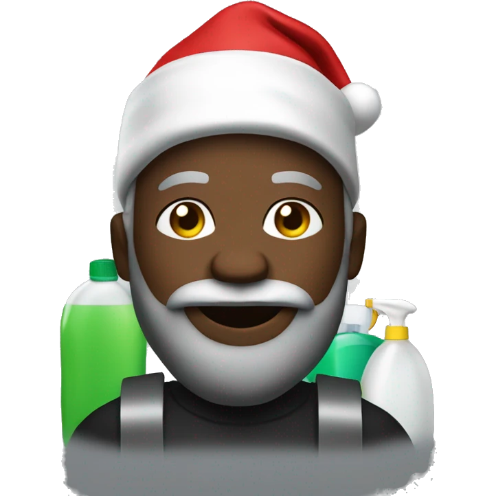 Create a black Santa with cleaning supplies  emoji