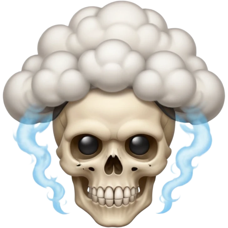 Make a skull emoji whose head is blasted off and smoke is coming from its head from inside his head pieces should be in air and the look on his face should be like scared  emoji