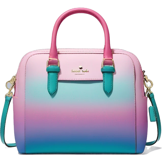Realistic isolated pink , periwinkle,and teal ombre kate spade satchel purse.  emoji