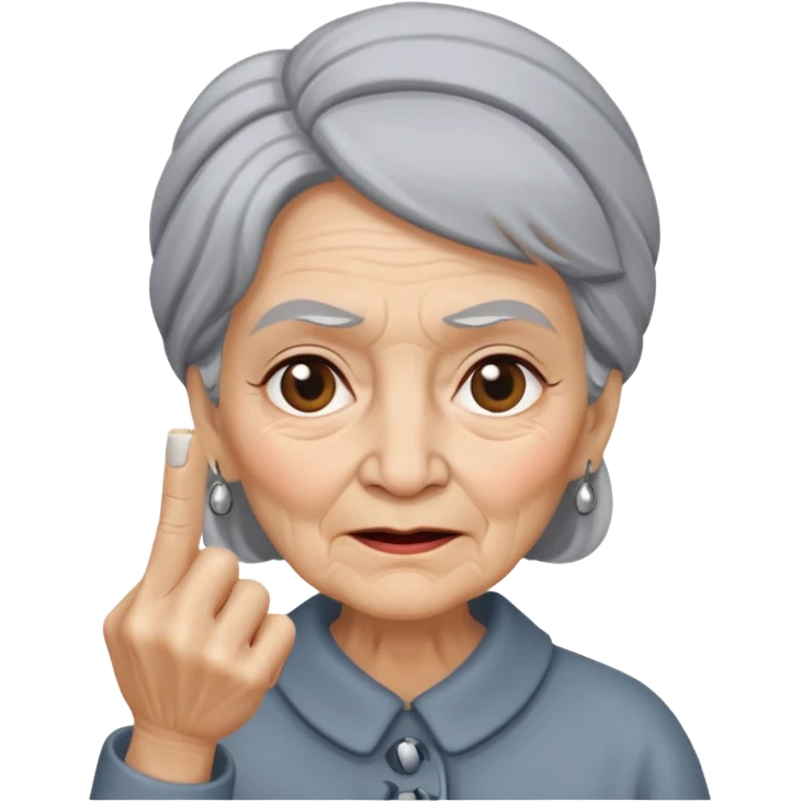 mittelfinger die eine oma zeigt  emoji