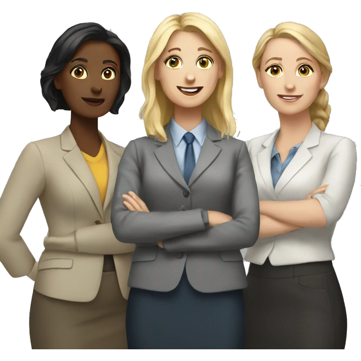Three white female coworkers  emoji