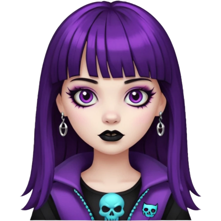 quero uma menina de franja parecendo uma monster h emoji