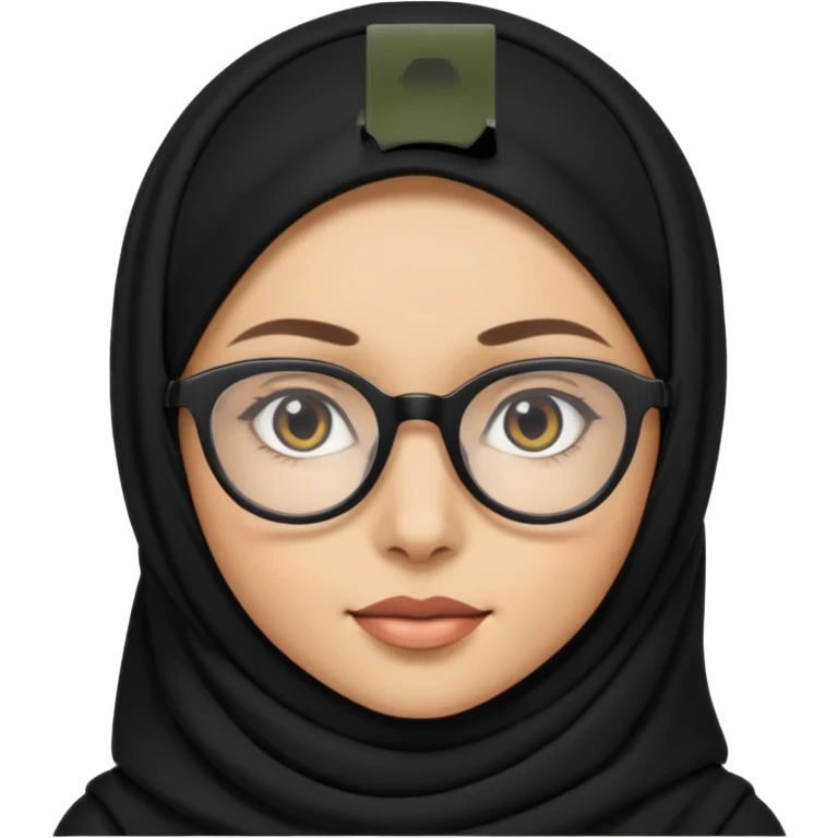 Chica con hijab negro y gafas emoji