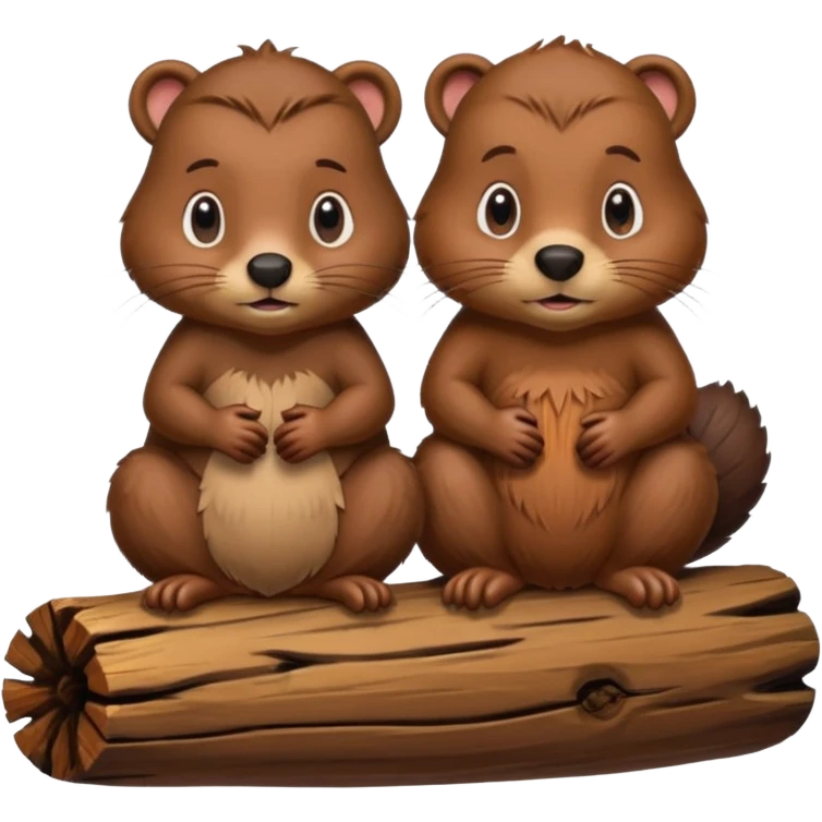 a girl beaver and a boy beaver on a log emoji