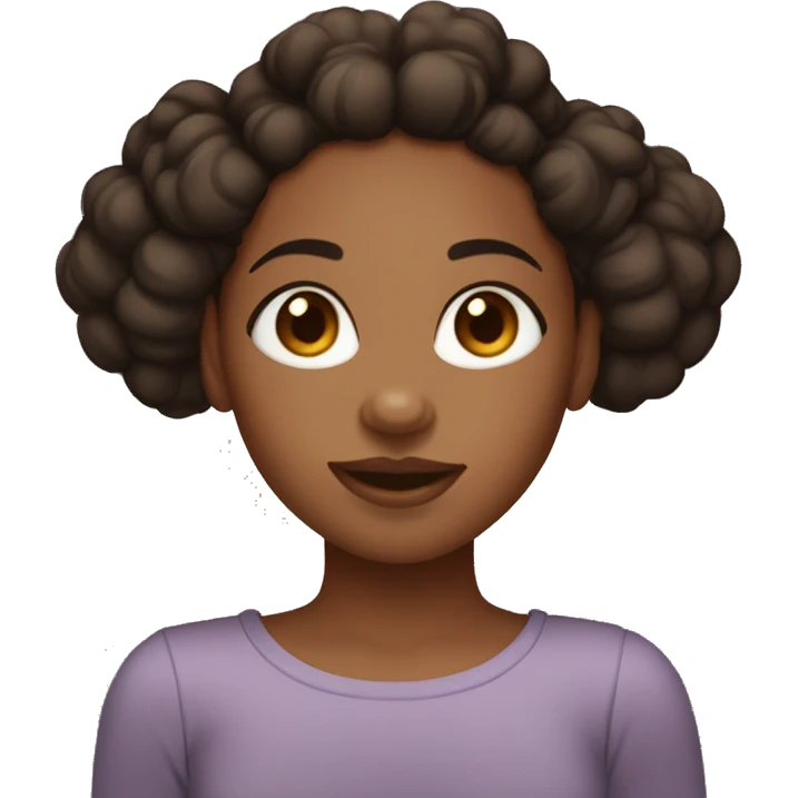 Light-brown skin girl with 2 dark brown afro puffs on head emoji