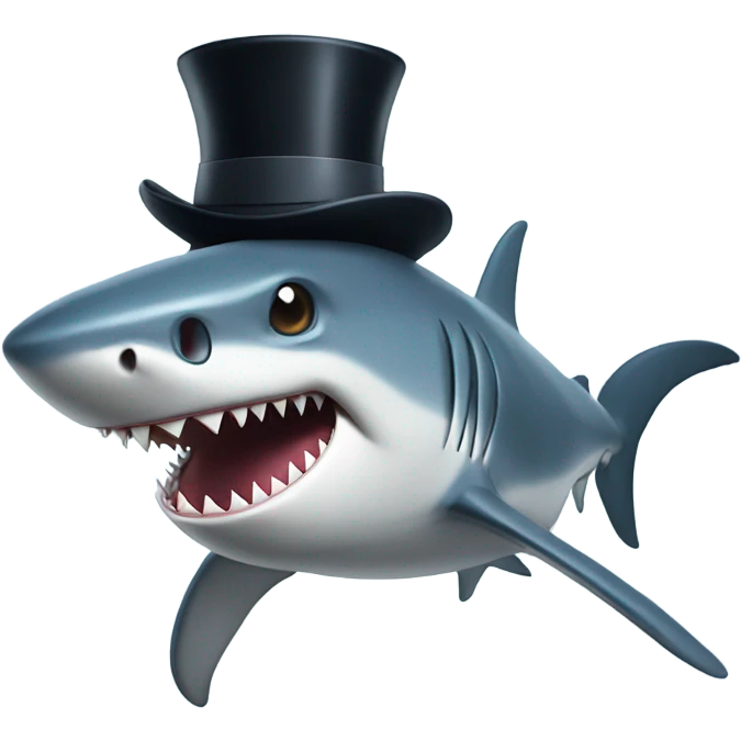 Shark with a top hat in the ocean  emoji