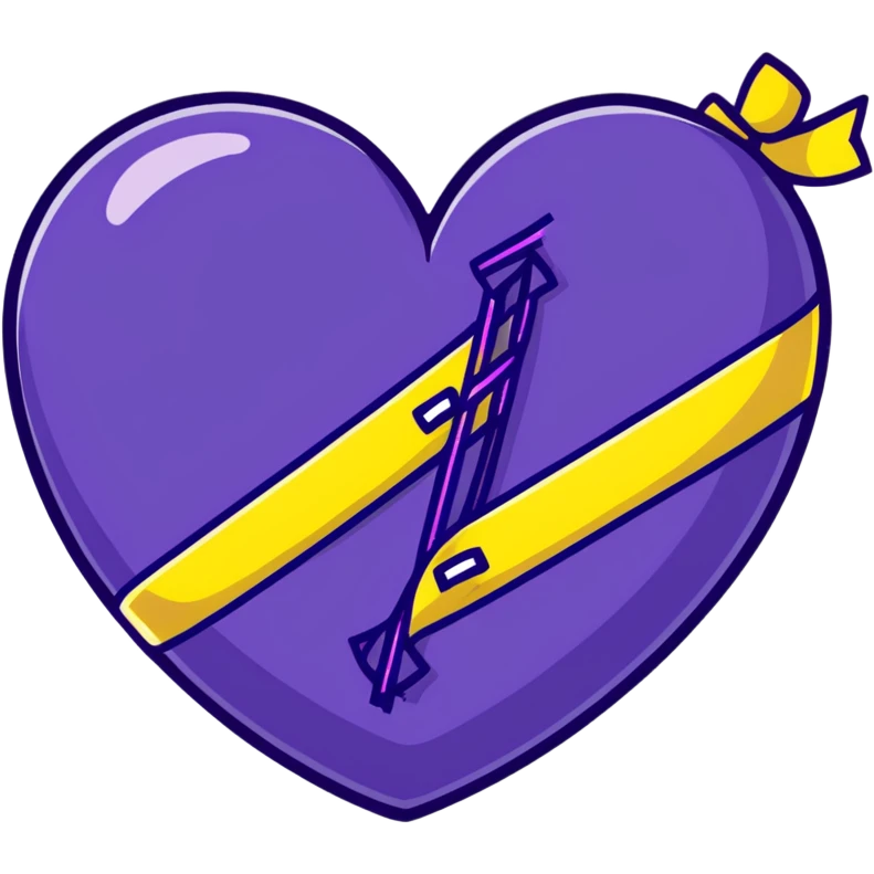 purple and yellow heart with a bandage emoji