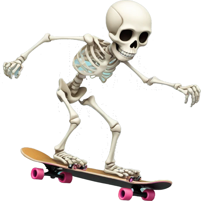 skeleton riding a skateboard  emoji