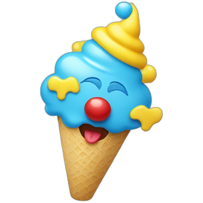 clown eat yellow-blue icecream emoji